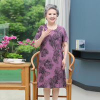 中老年人夏装女奶奶连衣裙棉绸宽松老人60岁70妈妈睡裙子太太婆婆