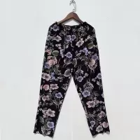 玉兰花 一条装 2XL(体重90-120斤) 中老年女裤夏季妈妈薄款花裤大码宽松休闲裤冰丝弹力九分奶奶裤子