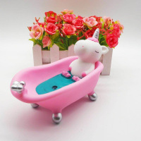 粉红色 粉盆独角兽 创意皂盒卡通皂盒沥水香皂盒浴室可爱皂托香皂架公仔肥皂盒潮玩