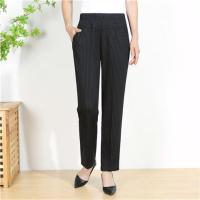 1号色-203 XL 妈妈裤子外穿春秋长裤高腰弹力中老年女裤休闲直筒条纹大码奶奶裤