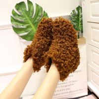 棕黄色 35 2021冬季羊羔毛卷毛雪地靴女平底防滑加厚保暖毛毛鞋女靴坡跟短靴