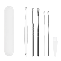 新款6件套耳挖 挖耳勺掏耳朵神器掏耳屎套装成人采耳工具套装耳朵清洁器挂钥匙扣