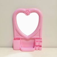 爱心镜子粉色小号[单个装] 镜子洗手间梳妆镜壁挂镜子塑料化妆镜浴室挂镜小号梳妆台镜子学生