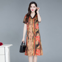 一号色 XL[建议90-105斤左右] 母亲节衣服中老年人夏装连衣裙遮肚喜婆婆婚宴装洋气妈妈短袖裙子