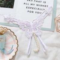 白色 均码 保密发出 否 情趣诱惑内裤女蕾丝刺绣勒阴丁字裤T裤透明开裆可插性感珍珠按摩