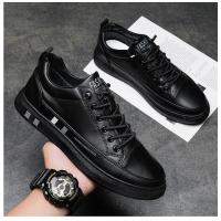 F82黑色 39 诂潭鞋业轻奢时尚男士百搭全皮透气休闲鞋板鞋小白鞋韩版秋冬