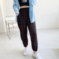 黑色 3xl(100斤-130斤) 中老年棉绸女裤夏季宽松休闲加肥大码妈妈奶奶长裤子人造棉灯笼裤