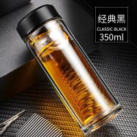 特惠[无手柄]-双层普通 优质杯子+产品合格证 索赫双层玻璃杯带把办公杯家用喝水杯男大容量泡茶杯带盖个人杯子