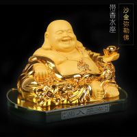 沙金弥勒佛[香水座] 汽车摆件弥勒佛高档大气男女香水座车内饰品保平安符车载创意饰品