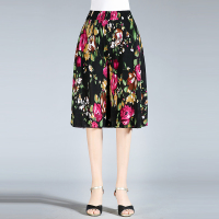 101 均码 夏季阔腿裤女装高腰冰丝裙裤 中老年妈妈装薄款五分裤 宽松中裤子