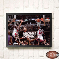 天蓝色 34 16*20厘米摆台,后带支架 黑色实木相框 独立 迈克尔乔丹装饰画NBA公牛海报AirJordon挂画宿舍