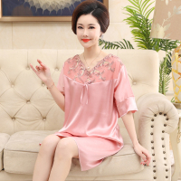 765粉色 M码建议[80-105斤] 睡裙女士夏季冰丝薄款睡衣裙子中年中老年人妈妈丝绸家居服