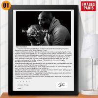 01 亲爱的篮球 15*21厘米(可加支架请备注 可来图定制,请联系客服 黑色松木相框 科比Kobe退役信时代纪念壁画亲