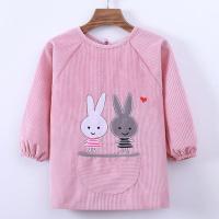 双兔粉色- 15码[建议70-83厘米] 大童罩衣男加长围兜儿童围裙6到12岁女宝画画衣吃饭耐脏洋气外穿