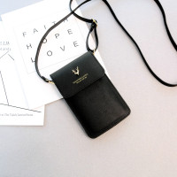 小号黑(皮带) A0100 通用复古触屏手机包女斜挎软皮迷你小包竖款挂脖装放零钱包手机袋