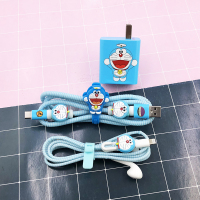 天蓝色 机器猫 适用于华为P30/Mate20/p20数据线保护套充电器缠手机充电线保护套