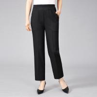 黑色 XL[90-118斤] 中老年女裤棉麻女士夏季薄款宽松休闲裤妈妈装亚麻直筒裤子奶奶裤
