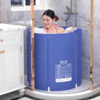 曼尼7070浴桶 浴桶+盖子+坐垫 成人家用洗澡桶折叠浴桶全家加大泡澡桶婴儿洗澡盆儿童浴盆游泳池