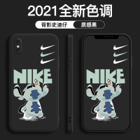 iPhone x/质感黑-背影史迪仔(单壳) 适用于苹果x手机壳iPhinexs直边液态硅胶iPhonrX创意卡通iPn