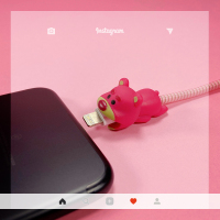 草莓熊1小+1绳 适用于苹果专用数据线保护套可爱手机充电器头iPhone防折断绳缠绕