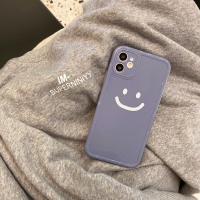 [苹果11pro]灰色相框笑脸 适用ins湖蓝色笑脸iPhone12手机壳苹果11pro亮面xsmax全包7防摔8p