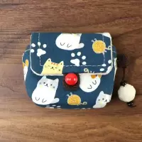 招财猫(蓝)-1 适用MONSTER魔声 Clarity 6.0无线蓝牙耳机充电盒保护套收纳袋包