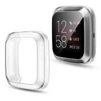 电镀全包保护壳-透明 Versa Fitbit Versa321/lite双色硅胶耐克表带透气电镀全包保护壳充电线