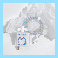 机器猫+保护绳套装 华为数据线保护套p50pro/mate40pro/nova8手机充电器保护头卡通透明壳荣耀50可饰耳