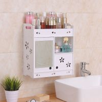 大号镜子小花(赠 贴) 卫生间浴室镜子贴墙免打孔小户型厕所洗手间化妆镜带置物架挂墙式
