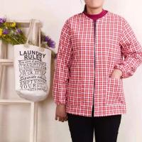 大红色方格(建议90-120斤) 春秋季全棉布料罩衣反穿时尚大人围兜长袖全包裹型透气围裙不起球