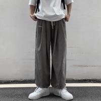 灰色 M 妈个鸡妈 韩国ins复古潮流百搭宽松阔腿九分裤直筒束脚休闲裤男女