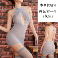 灰色[睡裙+T裤] 均码[建议体重80-120斤] 性感情趣内衣床上男小胸显大免脱透明激情制服诱惑睡衣大码女衣服