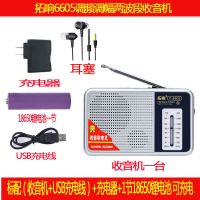 标配+充电器+锂电池(送耳机) T-6605老式便携式天线收音机双波段三种供电充电老人半导体
