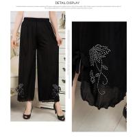 雨伞黑色 均码(建议1尺8-3尺) 中老年长裤夏季女裤子阔腿裤妈妈装夏装加肥加大裙裤中年妇女甩裤