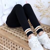 黑色[春秋常规款] 110cm 女童打底裤春秋薄款外穿洋气中大童儿童裤子秋冬加绒一体绒长裤子