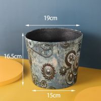 中号灰色齿轮 欧式创意复古桌面小垃圾桶小号迷你桌面收纳桶杂物篮车载桌用茶几