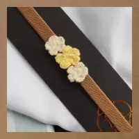 暖黄棕 A6 真我 三只花绑带。花花弹力 束带手帐绑带 松紧带 手帐装饰防爆本
