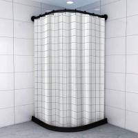 北欧白格 单浴帘180*200-送挂钩 浴帘套装免打孔卫生间浴帘杆弧形U型可伸缩浴室磁性挡水条隔断帘