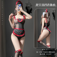 黑色(发箍+开裆连体衣+围裙+丝袜) 均码(建议体重80-120斤) 情趣内衣性感护士装挑逗制服诱惑透视性趣睡衣激情套装