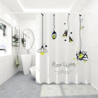 简约吊灯#防水帘 单帘(送挂钩):帘80宽X180高 浴室浴帘套装免打孔防水布卫生间门帘洗澡挂帘隔断高档帘子