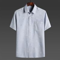 圆龙灰色[单件上衣] 39/165[90-115斤] 夏装短袖衬衫男士中老年棉麻衬衣爸爸宽松套装休闲中国风男装衣服