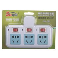 白色 一转三(新国标) 3插位 无线扩展排插带独立开关指示灯万用孔 家用三扁插头一转三位插座