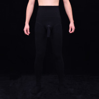 黑色(260克薄绒) [jj套-开口][九分] 460克加绒龙骨护腰男连裤袜JJ套高腰保暖踩脚裤棉九分裤免穿内裤