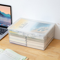 书本收纳(约放23本)1个 如图 书本收纳神器防尘收纳盒透明学生放书箱书籍收纳箱高中教室用结实