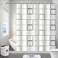 大方格 磁帘宽80*高180+杆+挡水条 卫生间磁性浴帘套装浴室防水布淋浴房隔断帘挡水条干湿分离免打孔