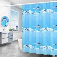 加厚PEVA海豚飞飞 单帘100宽*180高 浴帘套装免打孔浴帘布防水加厚卫生间浴帘隔断帘窗帘布浴帘杆套装