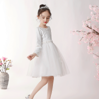 白色 100cm(100cm) 元旦儿童合唱演出服女童舞蹈蓬蓬裙小学生合唱团钢琴朗诵表演服装