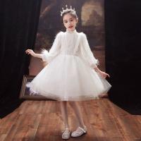 2150白色长袖[短款] 100 儿童礼服公主裙女童生日小女孩花童婚礼主持人钢琴演出服长袖秋冬