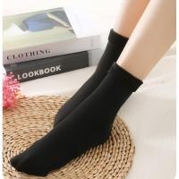 加绒加厚黑色 一双装 袜子女秋冬款加绒加厚中筒保暖雪地袜居家地板袜肉色短袜潮