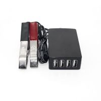 5V-4USB-1米线 12v-24v电瓶转5vUSB车载充电器转换器汽车摩托车手机充电器快充头